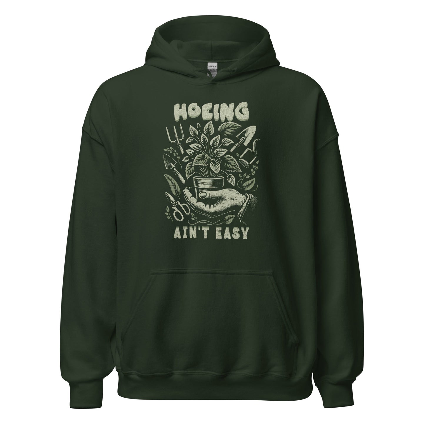 Hoeing Ain’t Easy Sweatshirt Vintage Botanical Humor Hoodie - Inken Image