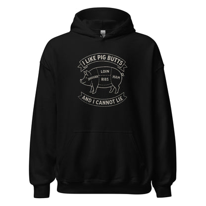 I Like Pig Butts And I Cannot Lie BBQ Butcher's Chart Hoodie - Inken Image