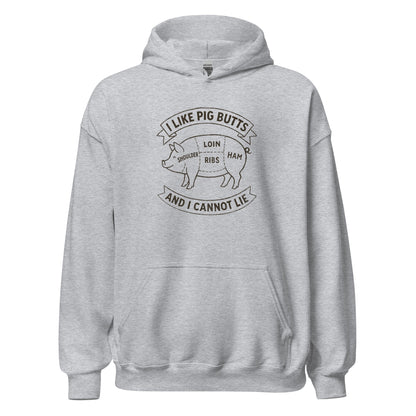 I Like Pig Butts And I Cannot Lie BBQ Butcher's Chart Hoodie - Inken Image