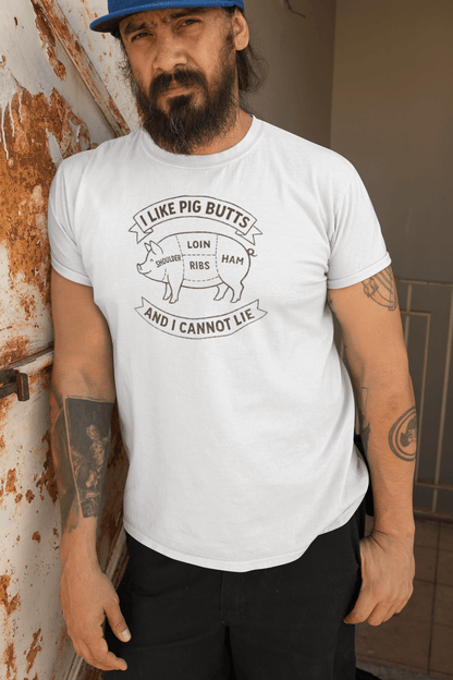I Like Pig Butts And I Cannot Lie BBQ Butcher's Chart T-Shirt - Inken Image