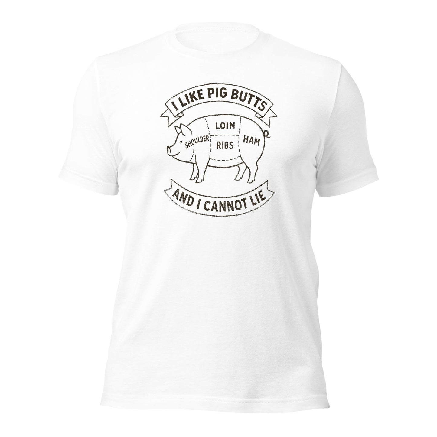 I Like Pig Butts And I Cannot Lie BBQ Butcher's Chart T-Shirt - Inken Image