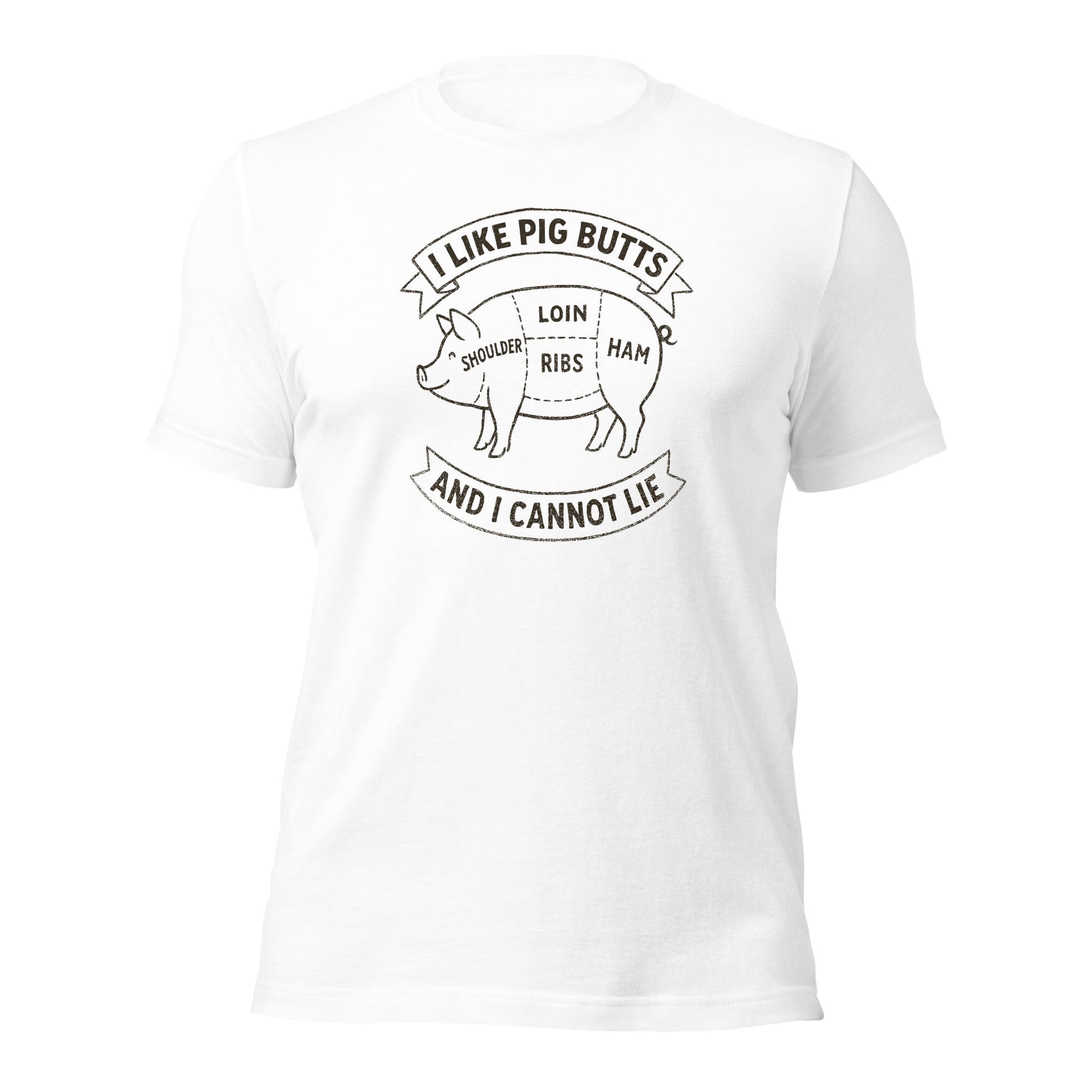 I Like Pig Butts And I Cannot Lie BBQ Butcher's Chart T-Shirt - Inken Image