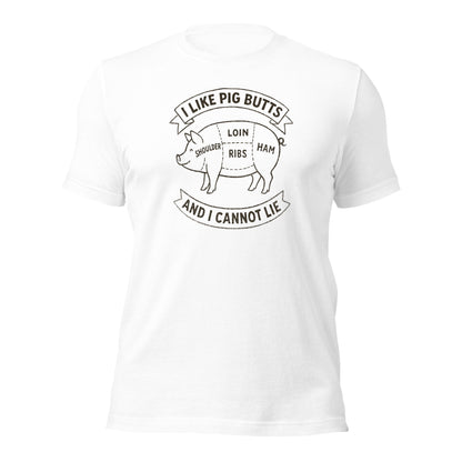 I Like Pig Butts And I Cannot Lie BBQ Butcher's Chart T-Shirt - Inken Image