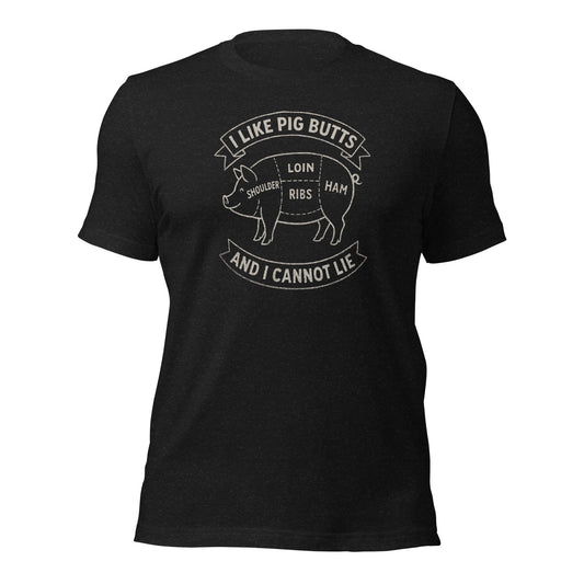 I Like Pig Butts And I Cannot Lie BBQ Butcher's Chart T-Shirt - Inken Image