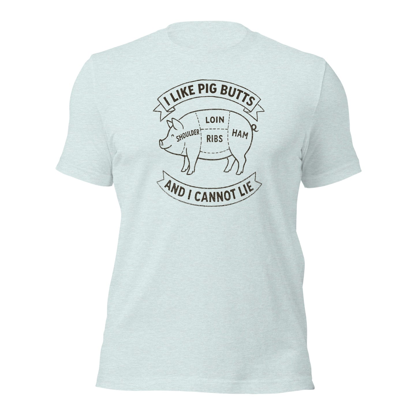 I Like Pig Butts And I Cannot Lie BBQ Butcher's Chart T-Shirt - Inken Image