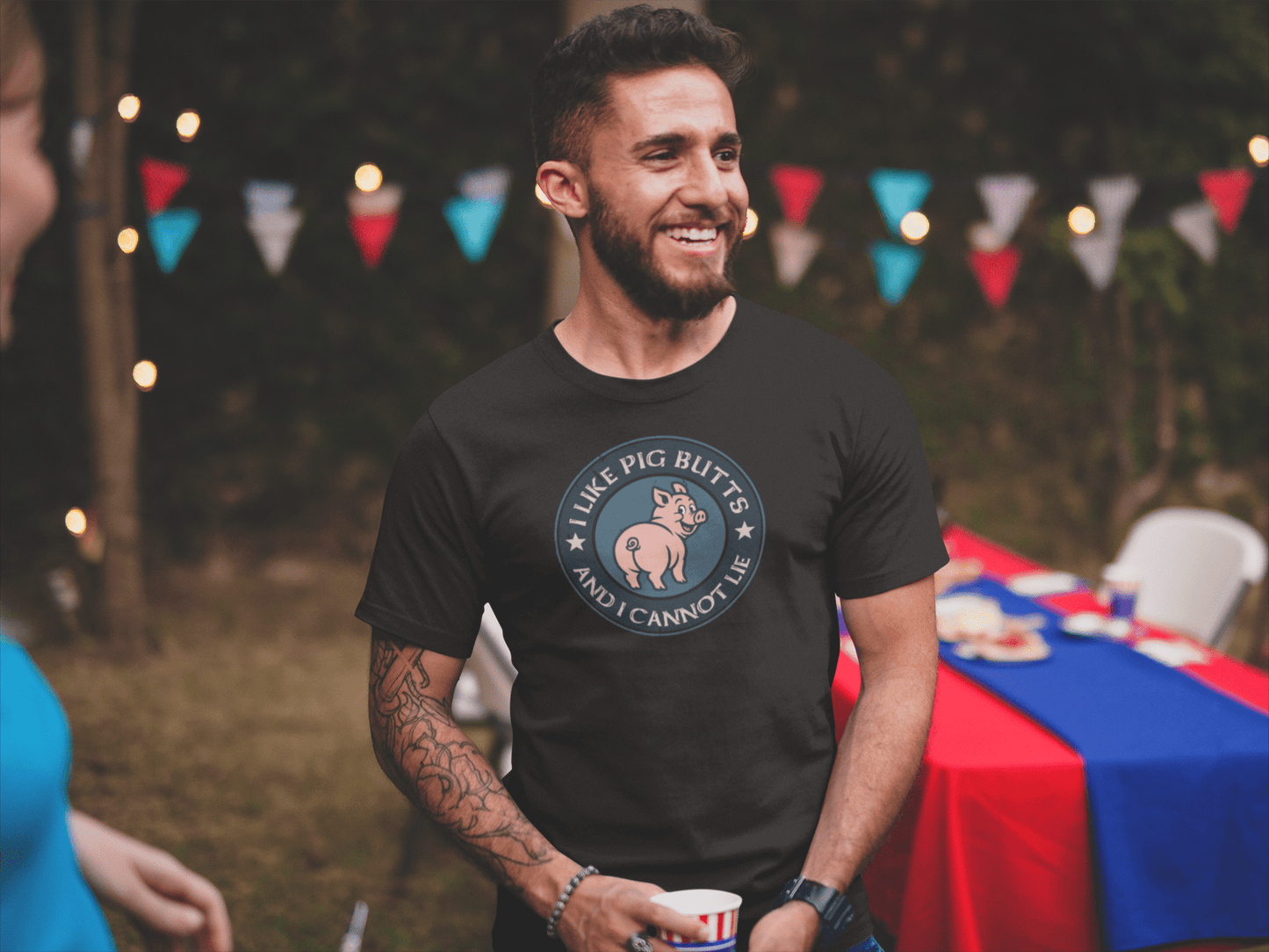 I Like Pig Butts And I Cannot Lie BBQ Emblem T-Shirt - Inken Image