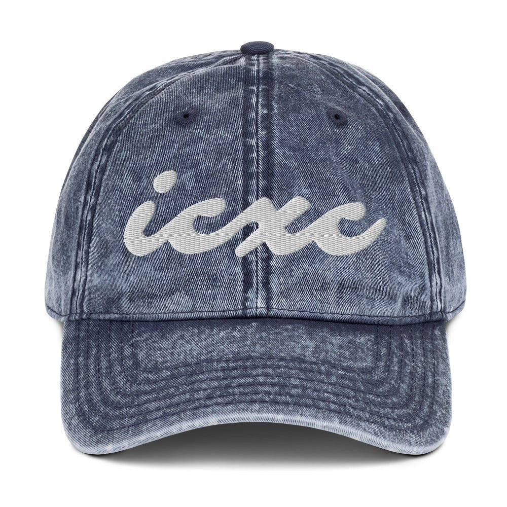 IC XC Cursive Christian Hat 3D Puff Embroidery Vintage Cotton Twill Cap - Inken Image