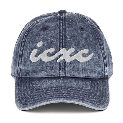 IC XC Cursive Christian Hat 3D Puff Embroidery Vintage Cotton Twill Cap - Inken Image