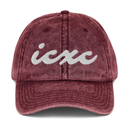 IC XC Cursive Christian Hat 3D Puff Embroidery Vintage Cotton Twill Cap - Inken Image