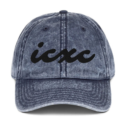 IC XC Cursive Christian Hat 3D Puff Embroidery Vintage Cotton Twill Cap - Inken Image