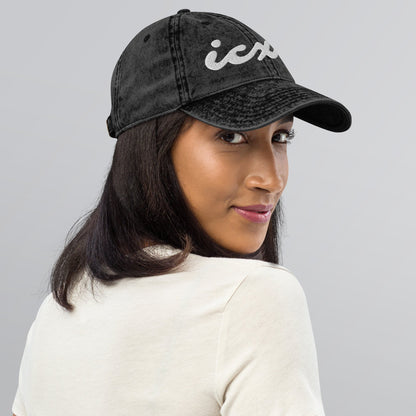 IC XC Cursive Christian Hat 3D Puff Embroidery Vintage Cotton Twill Cap - Inken Image