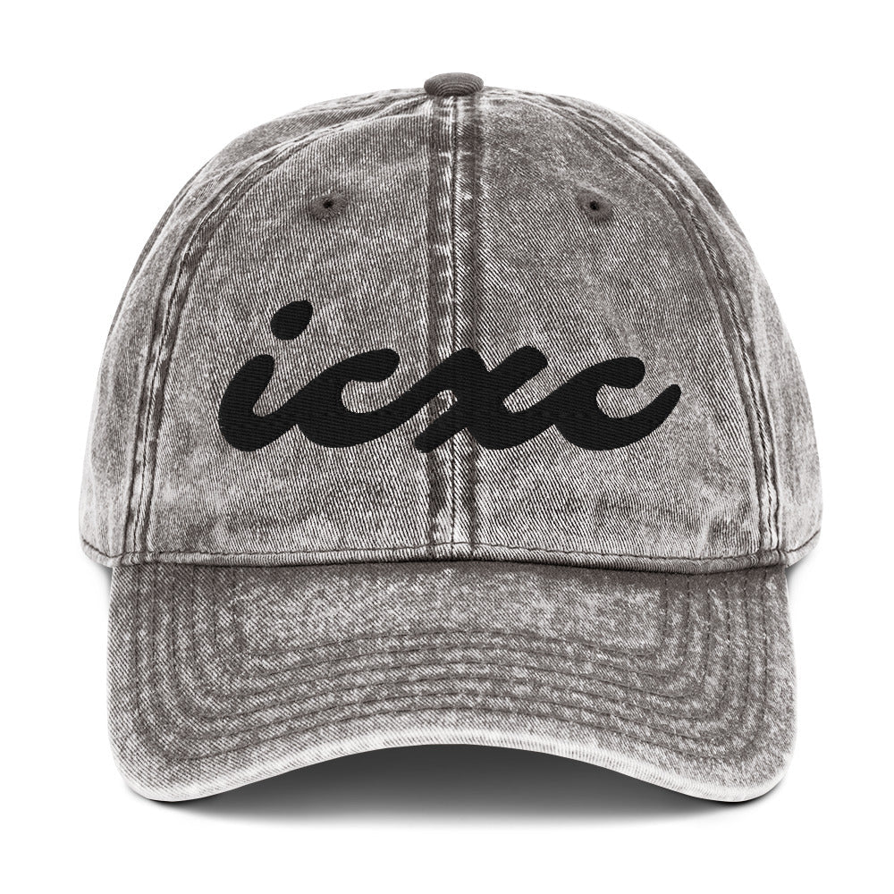 IC XC Cursive Christian Hat 3D Puff Embroidery Vintage Cotton Twill Cap - Inken Image