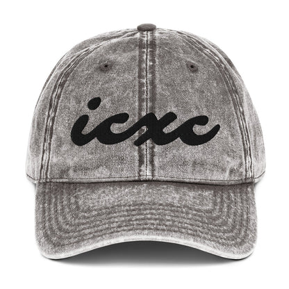 IC XC Cursive Christian Hat 3D Puff Embroidery Vintage Cotton Twill Cap - Inken Image