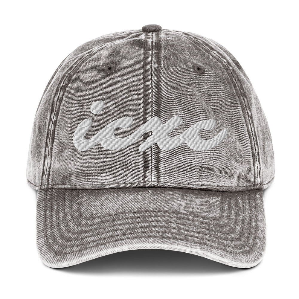 IC XC Cursive Christian Hat 3D Puff Embroidery Vintage Cotton Twill Cap - Inken Image