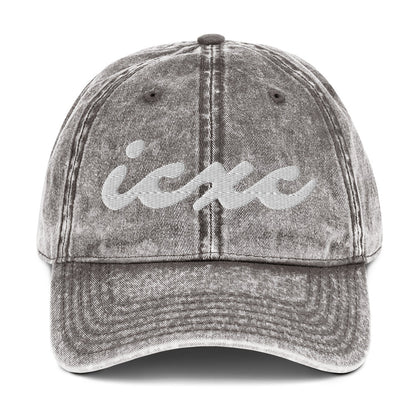 IC XC Cursive Christian Hat 3D Puff Embroidery Vintage Cotton Twill Cap - Inken Image