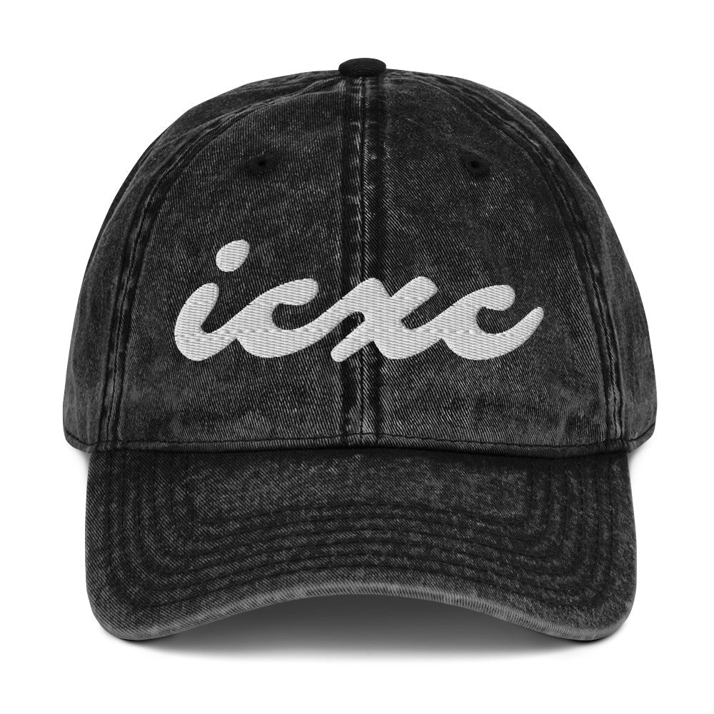 IC XC Cursive Christian Hat 3D Puff Embroidery Vintage Cotton Twill Cap - Inken Image