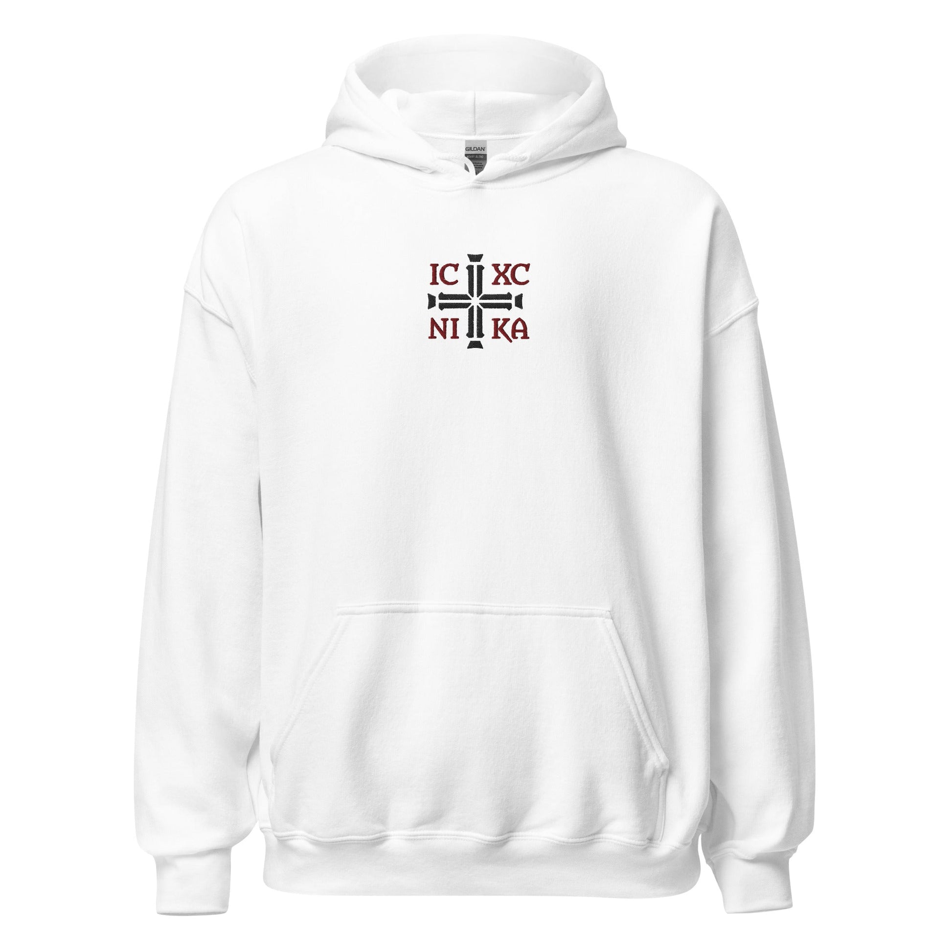 IC XC NIKA Jesus Christ Conquers Cross Emblem Embroidered Hoodie - Inken Image