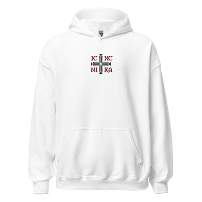 IC XC NIKA Jesus Christ Conquers Cross Emblem Embroidered Hoodie - Inken Image