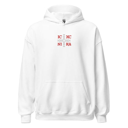 IC XC NIKA Jesus Christ Conquers Cross Emblem Embroidered Hoodie - Inken Image