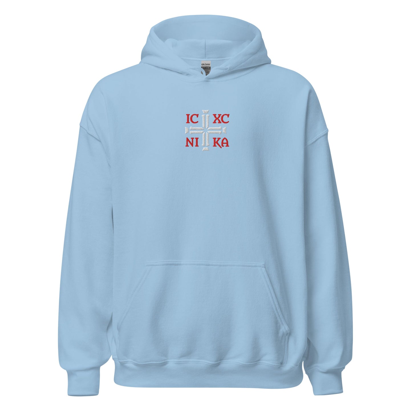 IC XC NIKA Jesus Christ Conquers Cross Emblem Embroidered Hoodie - Inken Image