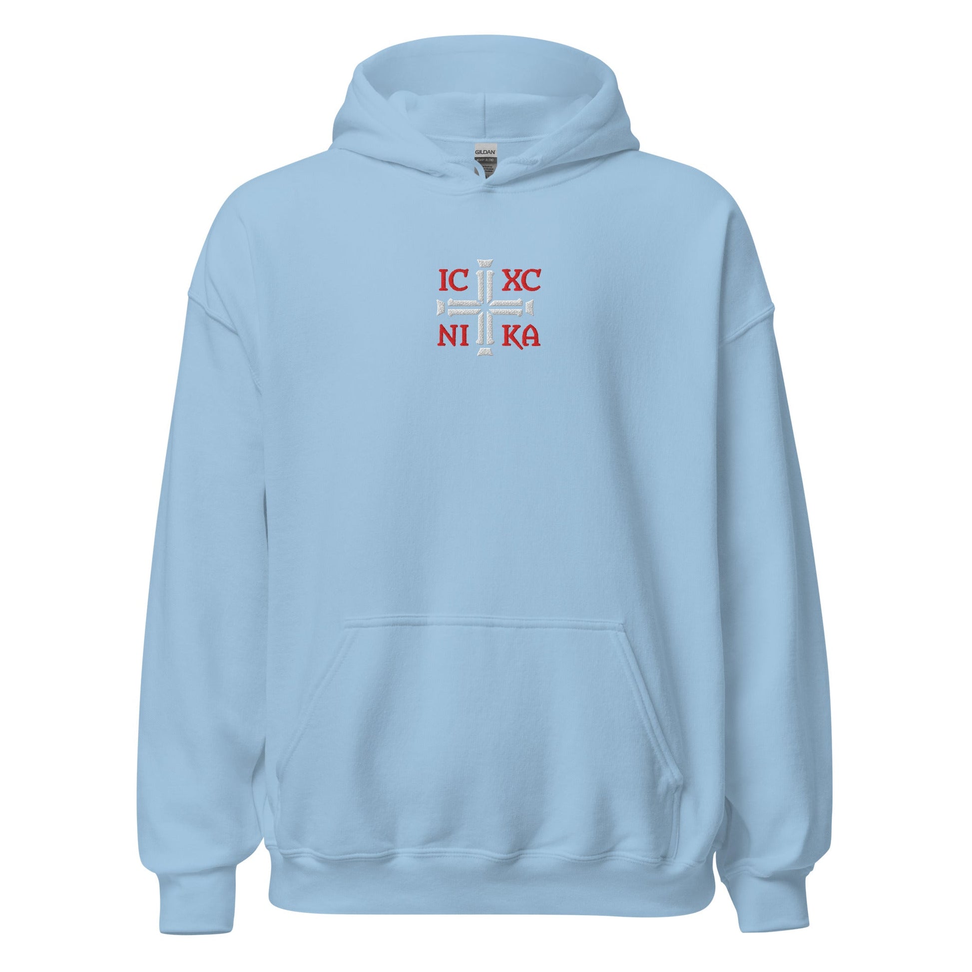 IC XC NIKA Jesus Christ Conquers Cross Emblem Embroidered Hoodie - Inken Image