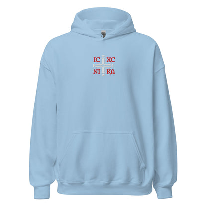 IC XC NIKA Jesus Christ Conquers Cross Emblem Embroidered Hoodie - Inken Image