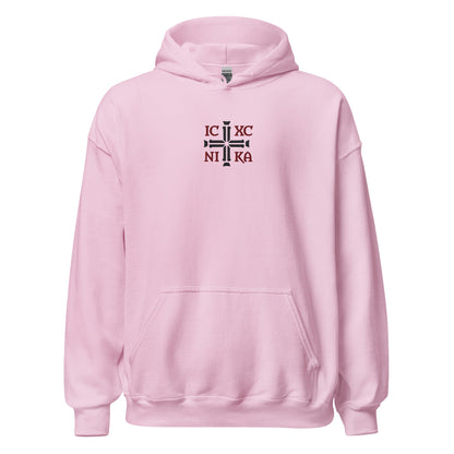 IC XC NIKA Jesus Christ Conquers Cross Emblem Embroidered Hoodie - Inken Image