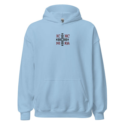 IC XC NIKA Jesus Christ Conquers Cross Emblem Embroidered Hoodie - Inken Image