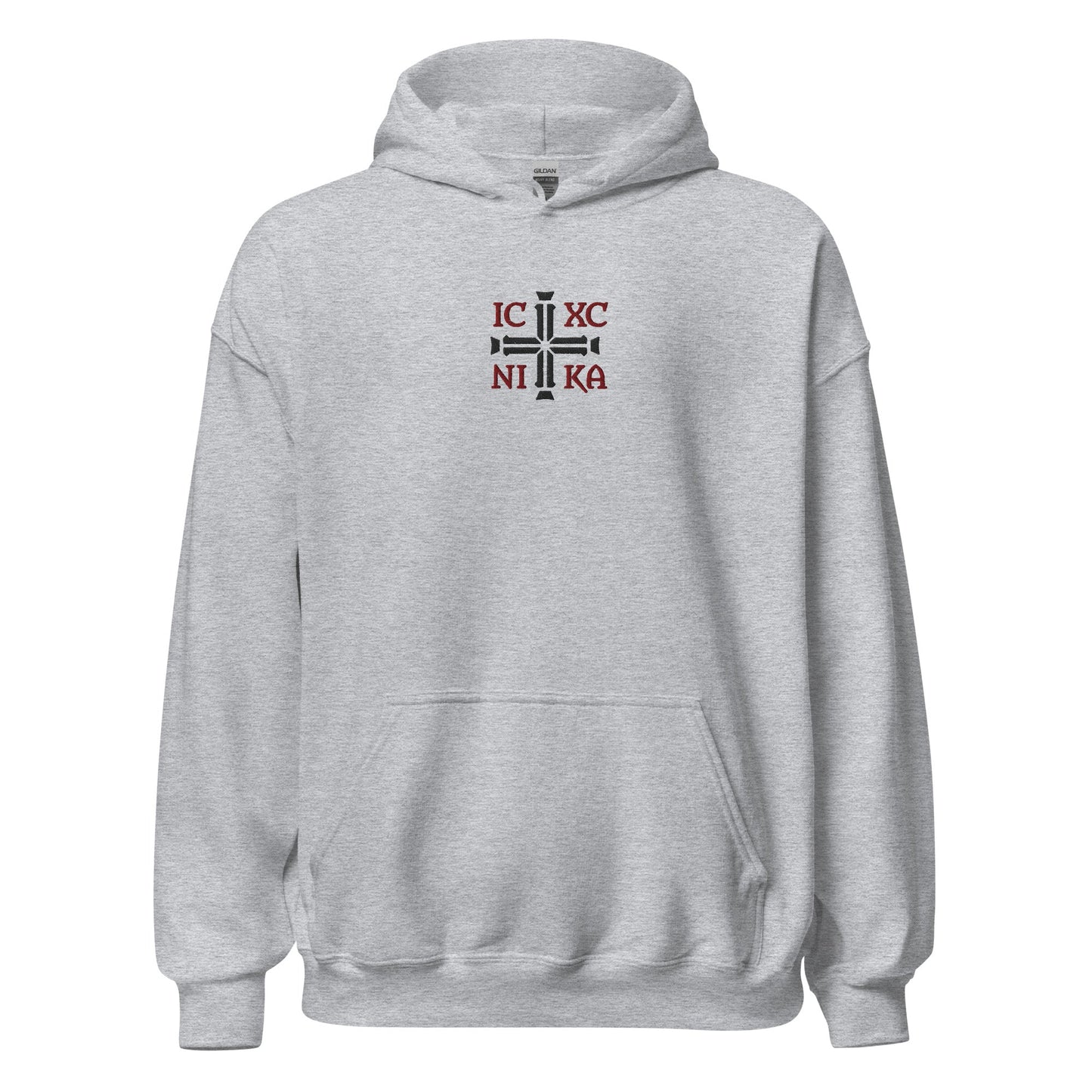 IC XC NIKA Jesus Christ Conquers Cross Emblem Embroidered Hoodie - Inken Image