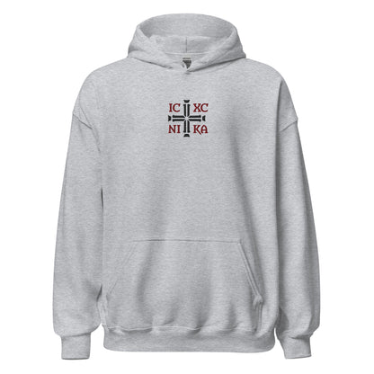IC XC NIKA Jesus Christ Conquers Cross Emblem Embroidered Hoodie - Inken Image