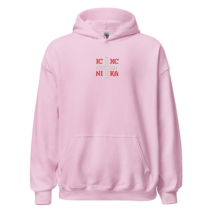IC XC NIKA Jesus Christ Conquers Cross Emblem Embroidered Hoodie - Inken Image
