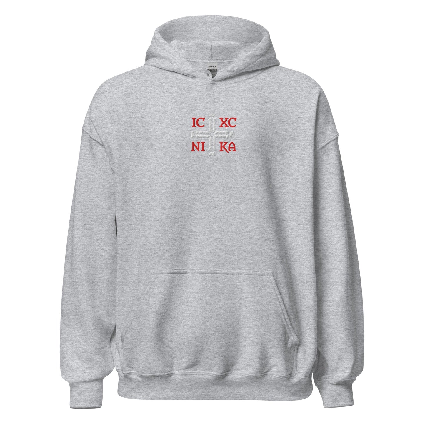 IC XC NIKA Jesus Christ Conquers Cross Emblem Embroidered Hoodie - Inken Image
