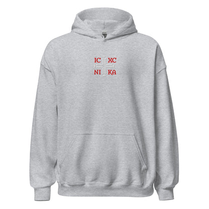 IC XC NIKA Jesus Christ Conquers Cross Emblem Embroidered Hoodie - Inken Image