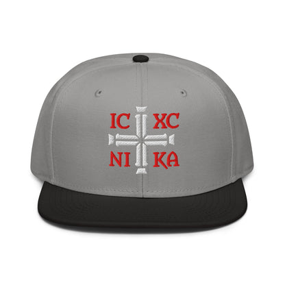 IC XC NIKA Jesus Christ Conquers Cross Emblem Embroidered Snapback - Inken Image