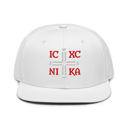 IC XC NIKA Jesus Christ Conquers Cross Emblem Embroidered Snapback - Inken Image