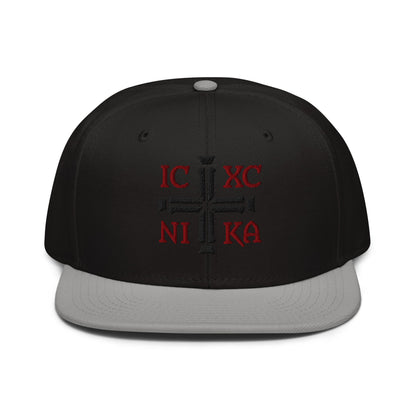 IC XC NIKA Jesus Christ Conquers Cross Emblem Embroidered Snapback - Inken Image