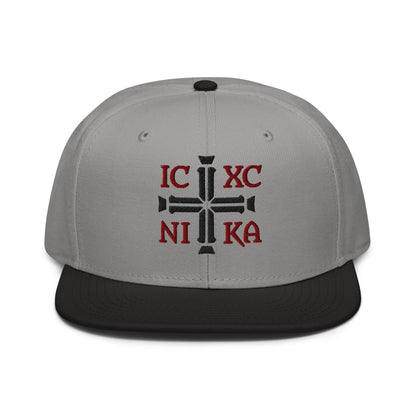 IC XC NIKA Jesus Christ Conquers Cross Emblem Embroidered Snapback - Inken Image