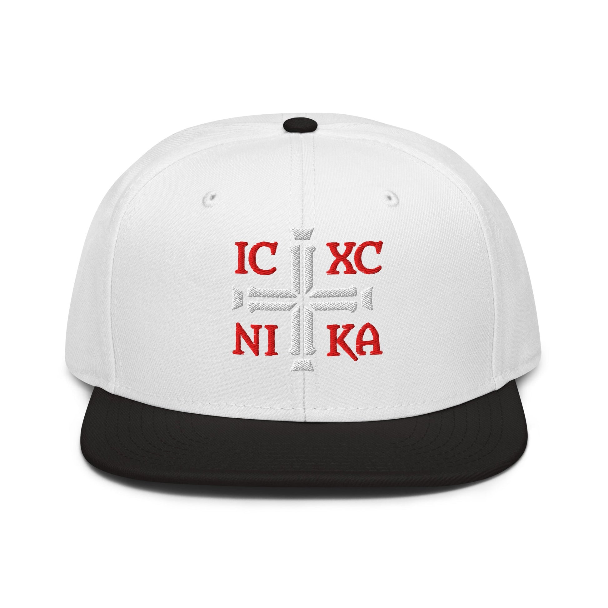 IC XC NIKA Jesus Christ Conquers Cross Emblem Embroidered Snapback - Inken Image