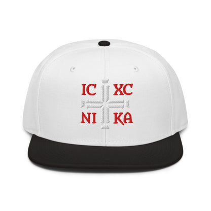 IC XC NIKA Jesus Christ Conquers Cross Emblem Embroidered Snapback - Inken Image