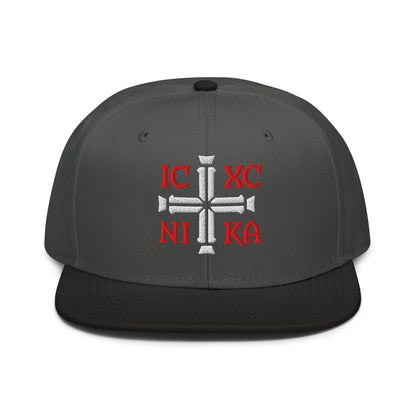 IC XC NIKA Jesus Christ Conquers Cross Emblem Embroidered Snapback - Inken Image