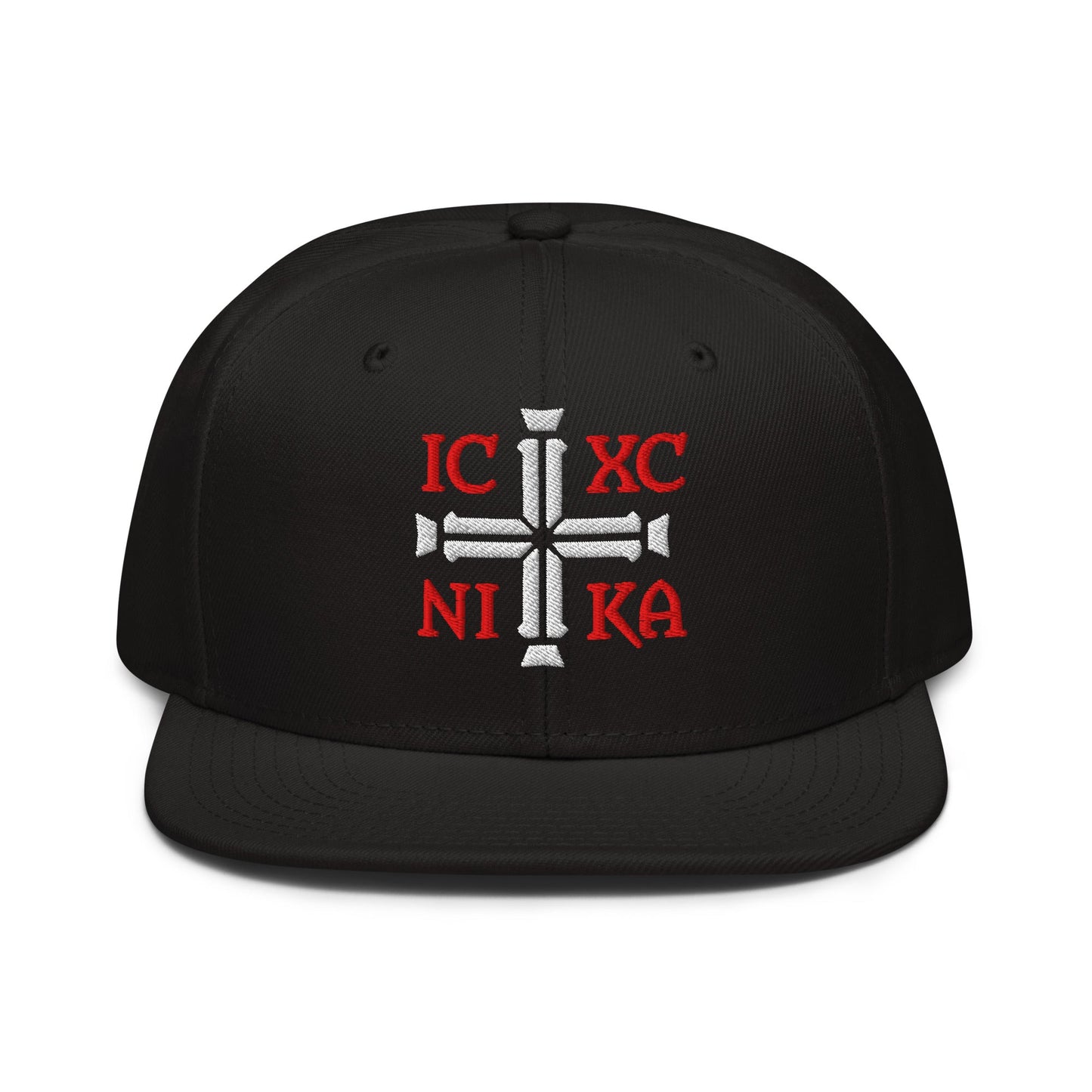 IC XC NIKA Jesus Christ Conquers Cross Emblem Embroidered Snapback - Inken Image