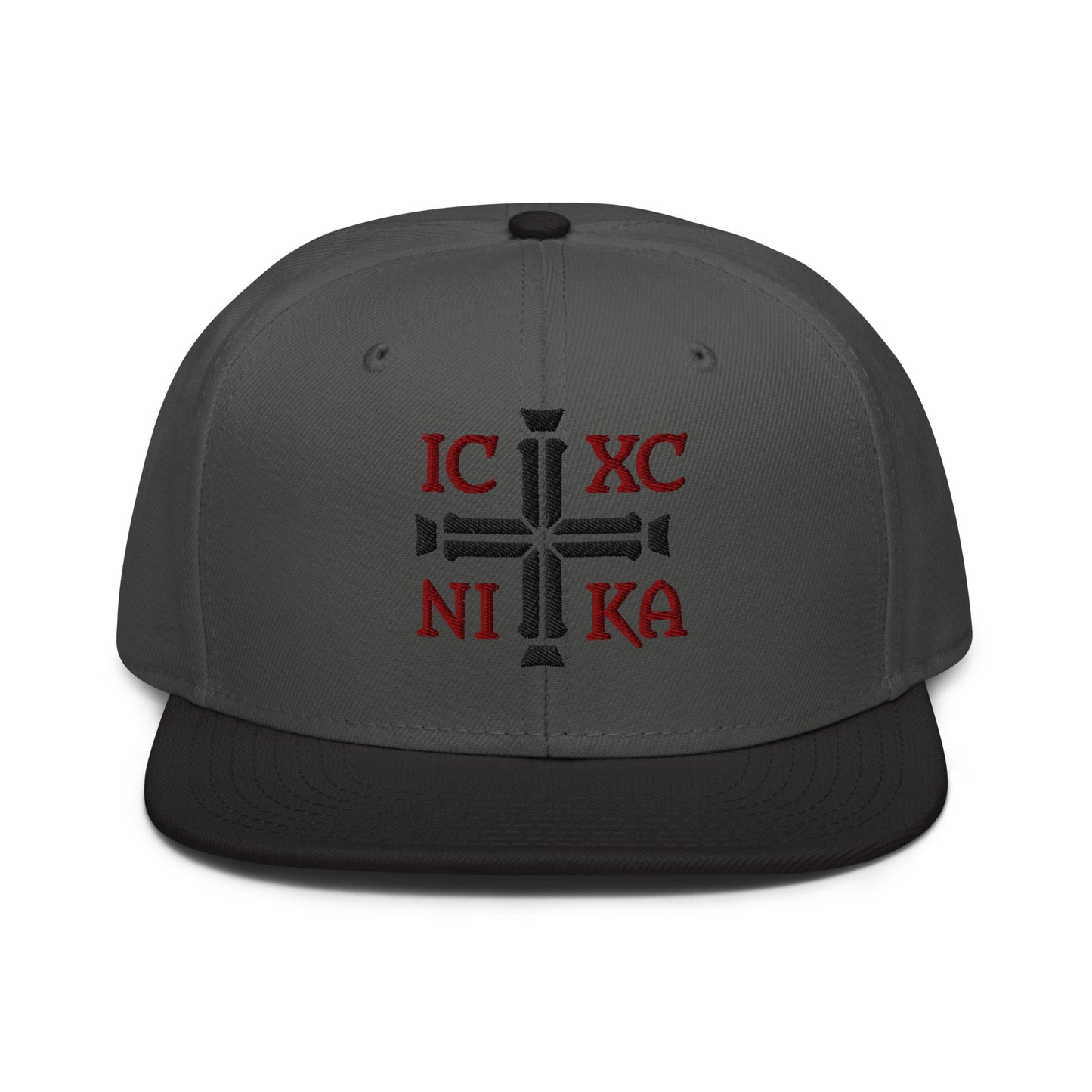 IC XC NIKA Jesus Christ Conquers Cross Emblem Embroidered Snapback - Inken Image
