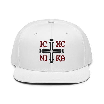 IC XC NIKA Jesus Christ Conquers Cross Emblem Embroidered Snapback - Inken Image