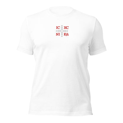 IC XC NIKA Jesus Christ Conquers Cross Emblem Embroidered T-Shirt - Inken Image