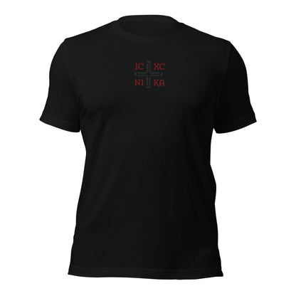 IC XC NIKA Jesus Christ Conquers Cross Emblem Embroidered T-Shirt - Inken Image