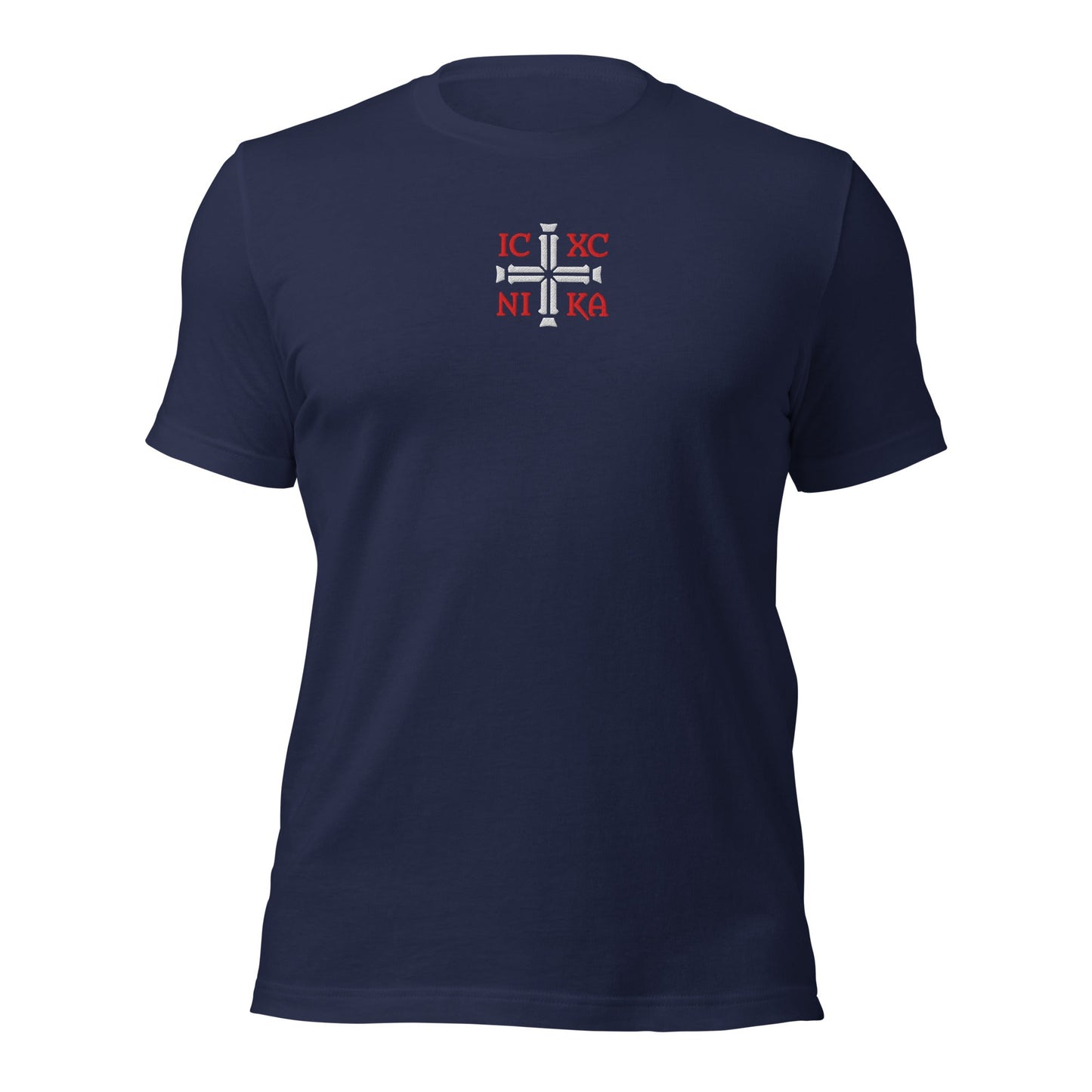 IC XC NIKA Jesus Christ Conquers Cross Emblem Embroidered T-Shirt - Inken Image