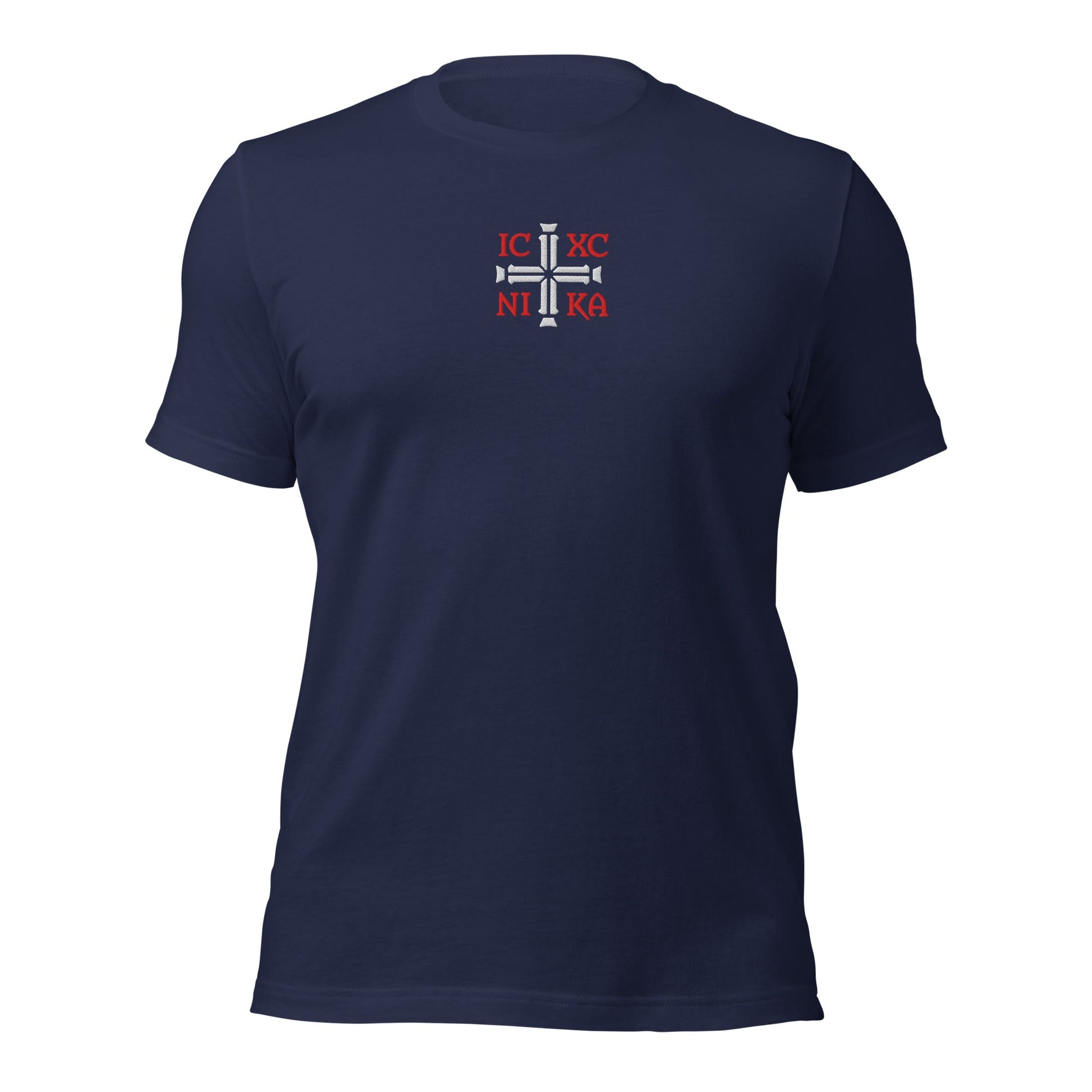 IC XC NIKA Jesus Christ Conquers Cross Emblem Embroidered T-Shirt - Inken Image