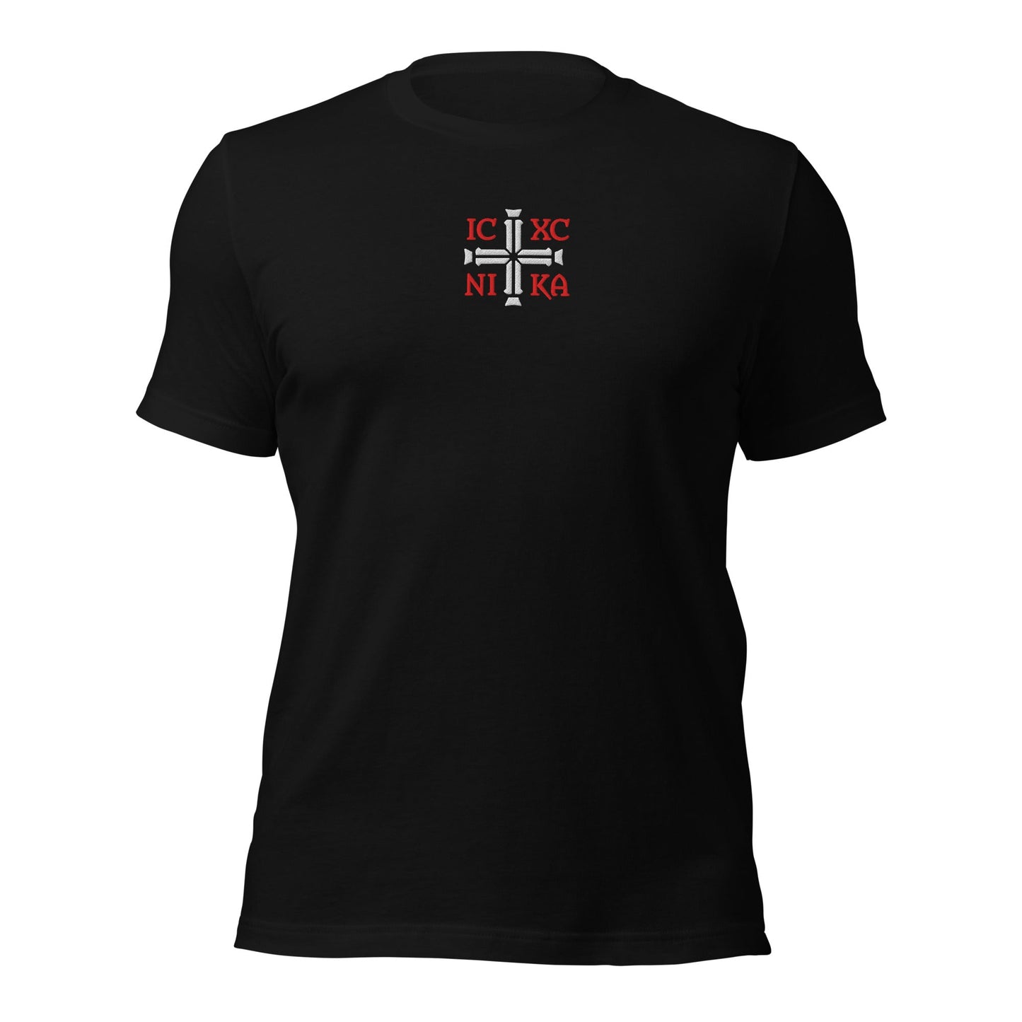 IC XC NIKA Jesus Christ Conquers Cross Emblem Embroidered T-Shirt - Inken Image
