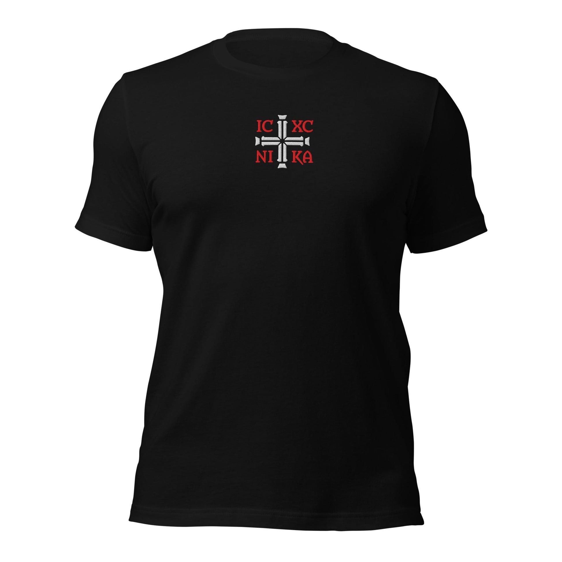 IC XC NIKA Jesus Christ Conquers Cross Emblem Embroidered T-Shirt - Inken Image