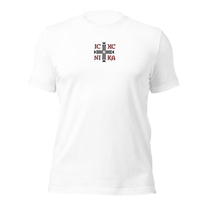 IC XC NIKA Jesus Christ Conquers Cross Emblem Embroidered T-Shirt - Inken Image